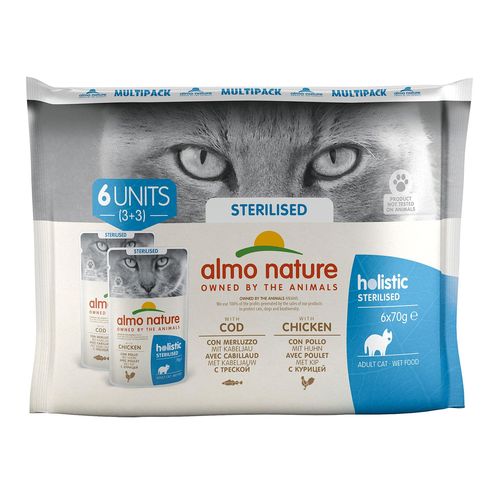 Almo Holistic Sterilised Cabillaud & poulet 6x70g - MyStetho Veterinary