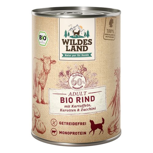 Wildes Land Canine Adult BIO boeuf avec pomme de terre & courgettes 400g - MyStetho Veterinary