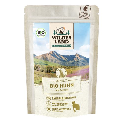 Wildes Land Feline Adult BIO poulet PUR avec huile de saumon 85g - MyStetho Veterinary