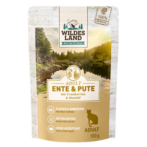 Wildes Land Feline Adult canard et dinde avec cannberges 100g - MyStetho Veterinary