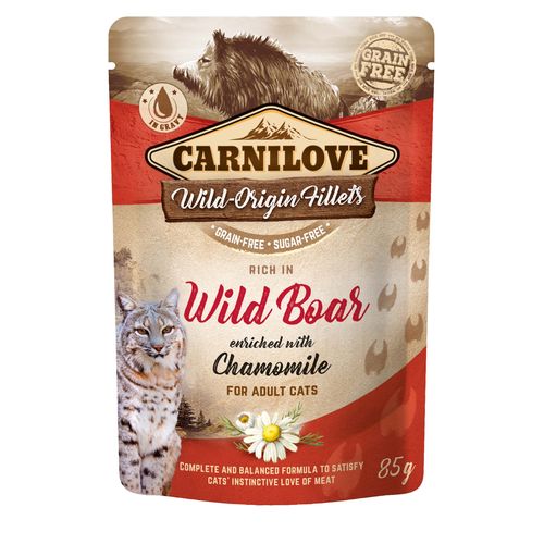 Carnilove Cat Adulte Pouch Ragout - Sanglier enrichi à la camomille 85g - MyStetho Veterinary