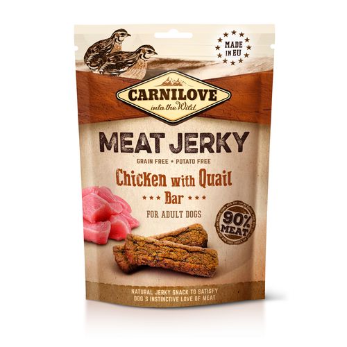 Carnilove Dog Meat Jerky Poulet avec caille - Barre protéinée 100g - MyStetho Veterinary