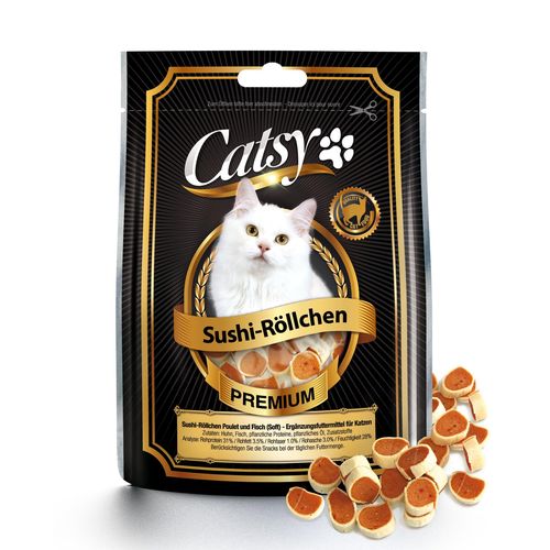 Catsy snack pour chats rouleaux de Sushi poulet & poisson - MyStetho Veterinary
