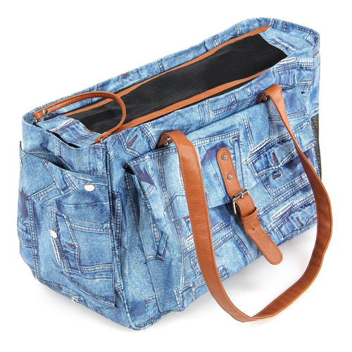 Hund- & Katzen-Tragtasche Jeans blau 42x19x28cm blau, swisspet - MyStetho Veterinary