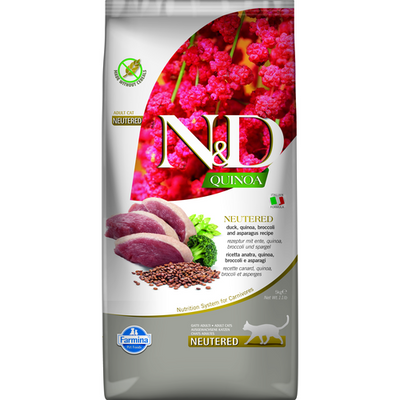 Farmina N&D Quinoa Feline Adult Neutered canard & brocoli 5kg - MyStetho Veterinary