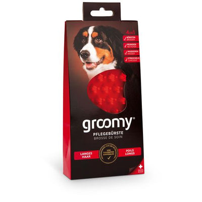 Groomy Wellness-brosse, poil long, rouge - MyStetho Veterinary