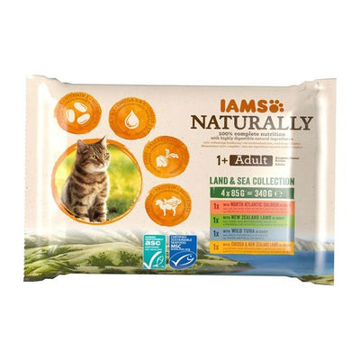 Iams Naturally Adult Land & Sea Mix, 4x85g - MyStetho Veterinary