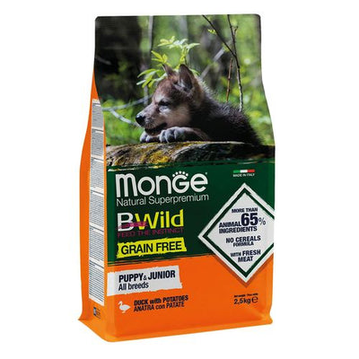 Monge BWild GF Puppy&Junior Duck 2,5kg - MyStetho Veterinary