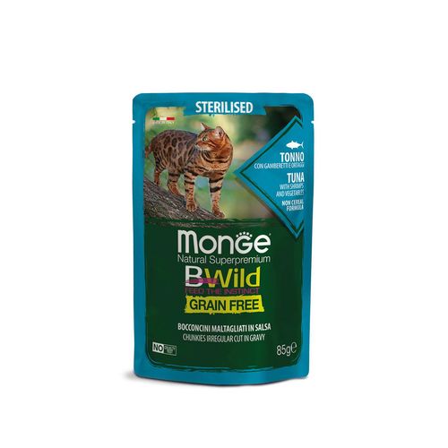 Monge Bwild GF stérilisée Thon et crevettes, 85g - MyStetho Veterinary