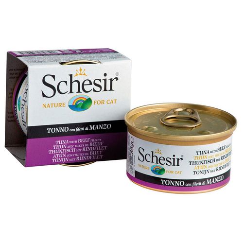 Schesir Jelly thon avec filet de boeuf 85g boite - MyStetho Veterinary