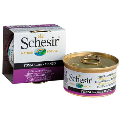 Schesir Jelly thon avec filet de boeuf 85g boite - MyStetho Veterinary