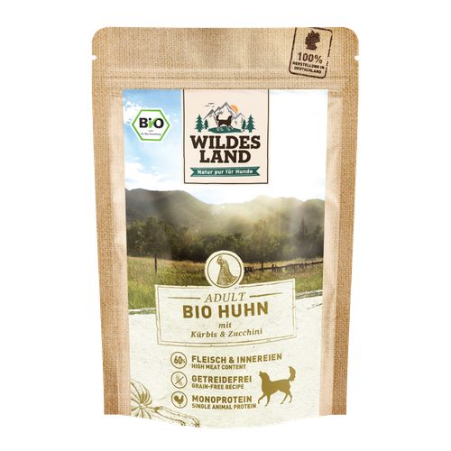 Wildes Land Canine Adult BIO poulet avec potiron & courgettes 125g - MyStetho Veterinary