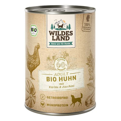 Wildes Land Canine Adult BIO poulet avec potiron & courgettes 400g - MyStetho Veterinary